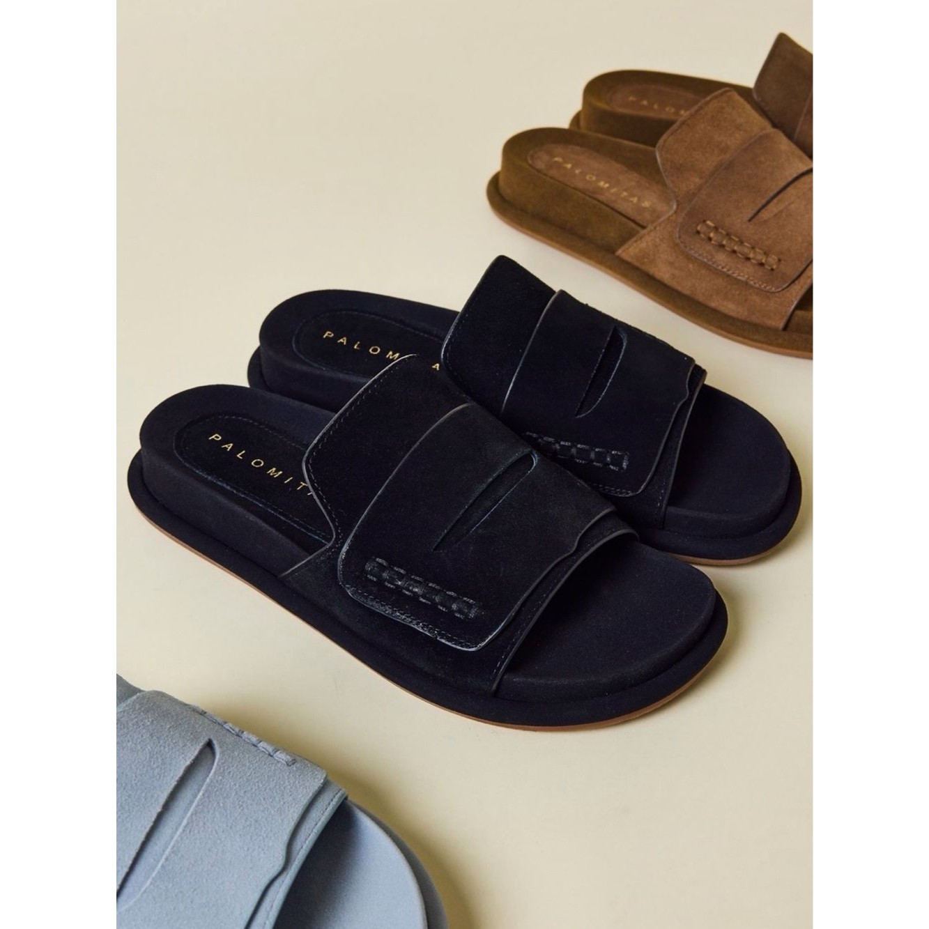 Paloma Barcelo Palomitas Caliope Loafer Slide Sandals Black Suede Eu 36 Us 6 New